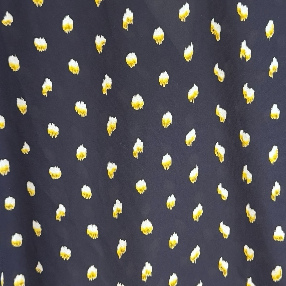 Collective Concepts Blue Relaxed Blouse with White and Yellow Pattern - 2X - Picture 5 of 6